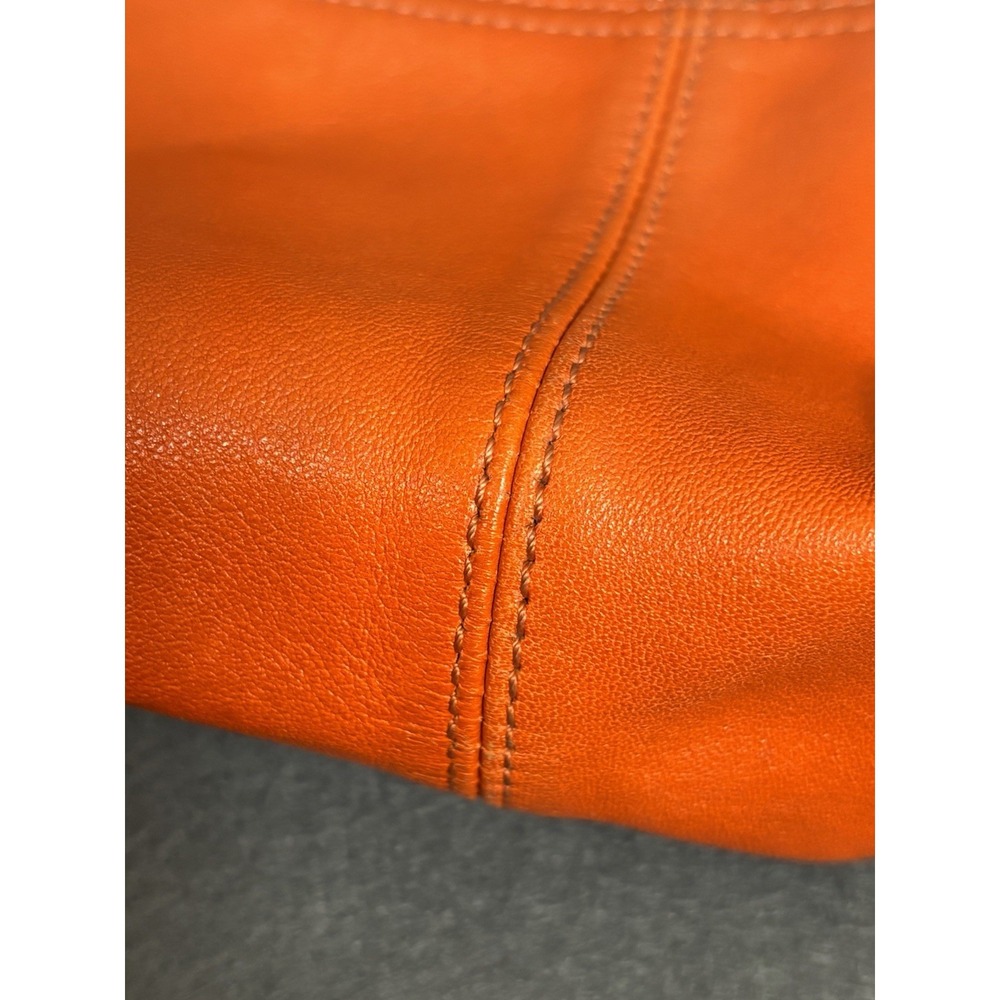 Longchamp Modele Depose Crossbody Bag Leather Orange Cognac Silver Hardware - Picture 12 of 16